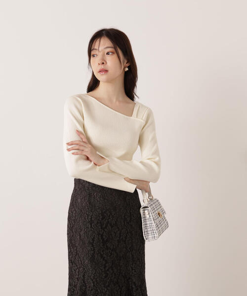 PROPORTION BODY DRESSING(プロポーションボディドレッシング)の「<ウォッシャブル>アシメネックリブニット / 1215270109(ニット/セーター・レディース・ブラック/レッド/ホワイト系その他/イエロー・FREE)」の18枚目の写真