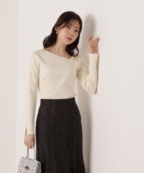 PROPORTION BODY DRESSING(プロポーションボディドレッシング)の「<ウォッシャブル>アシメネックリブニット / 1215270109(ニット/セーター・レディース・ブラック/レッド/ホワイト系その他/イエロー・FREE)」の20枚目の写真