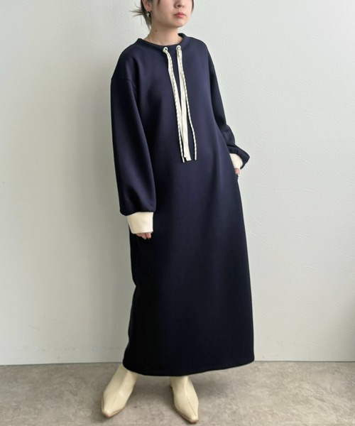 LHELBIE（レルビエ）の「ダブルコードワンピース（ワンピース・レディース・ネイビー/アイボリー/ブラック・M）」の3枚目の写真