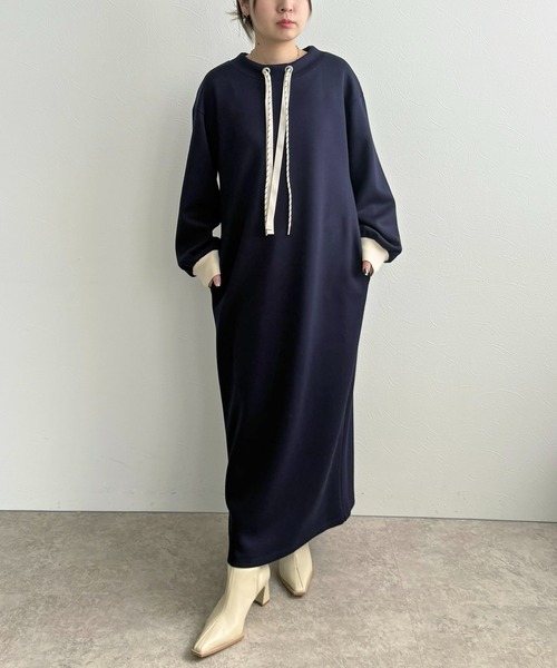 LHELBIE（レルビエ）の「ダブルコードワンピース（ワンピース・レディース・ネイビー/アイボリー/ブラック・M）」の8枚目の写真