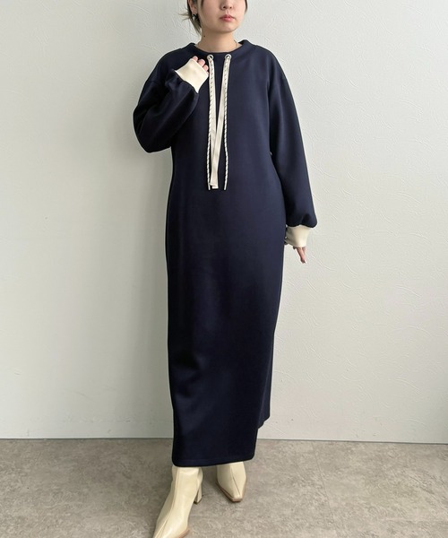 LHELBIE（レルビエ）の「ダブルコードワンピース（ワンピース・レディース・ネイビー/アイボリー/ブラック・M）」の10枚目の写真