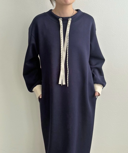 LHELBIE（レルビエ）の「ダブルコードワンピース（ワンピース・レディース・ネイビー/アイボリー/ブラック・M）」の14枚目の写真