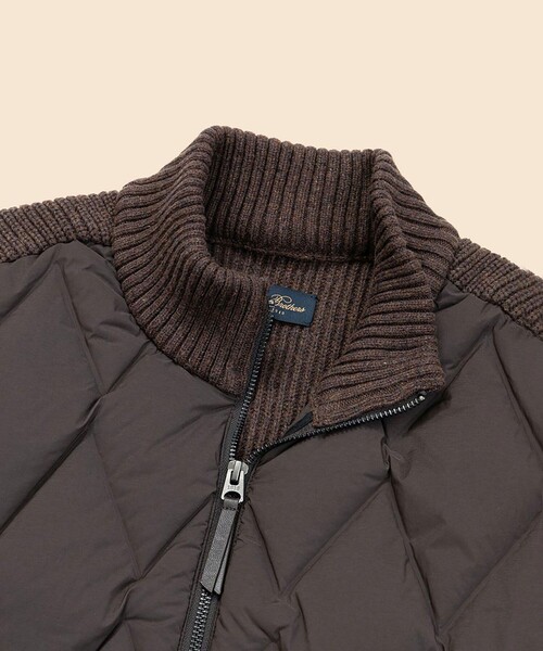BROOKS BROTHERS(ブルックスブラザーズ)の「ストレッチナイロン/コットンブレンド ニット×キルティング ダウンジャケット(ダウンジャケット/コート・メンズ・ネイビー/ブラウン・LARGE/MEDIUM/SMALL)」の5枚目の写真