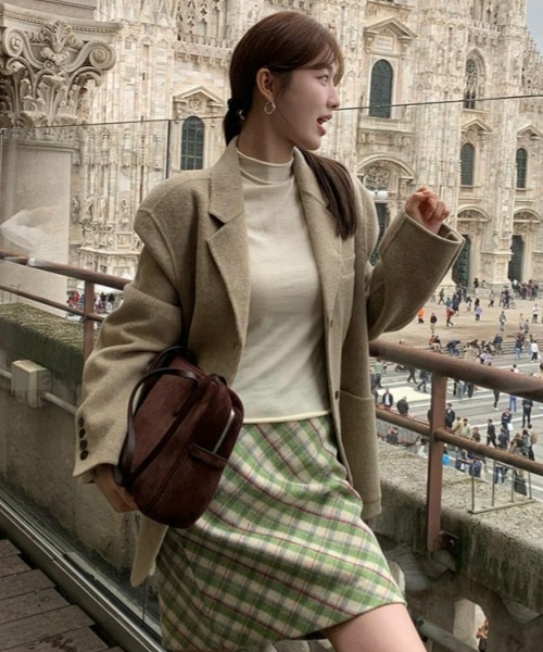 gossip！ロサンゼルス（ゴシップロサンゼルス）の「【Y2Kガーリー】レトロ配色チェックAラインスカート（ミディアム丈）（スカート・レディース・チェック・L/M/S）」の15枚目の写真