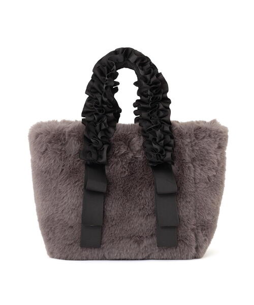 EDIT COLOGNE（エディットコロン）の「フリルハンドルフェイクファートートバッグ（トートバッグ・レディース・グレー/ブラウン/ベージュ・ﾌﾘ-）」の7枚目の写真