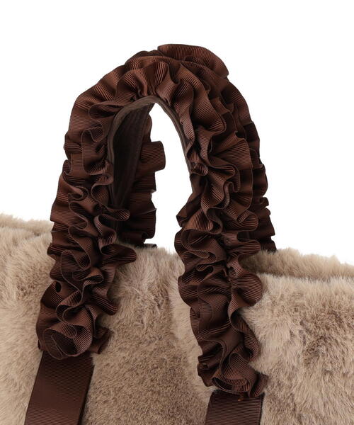 EDIT COLOGNE（エディットコロン）の「フリルハンドルフェイクファートートバッグ（トートバッグ・レディース・グレー/ブラウン/ベージュ・ﾌﾘ-）」の9枚目の写真