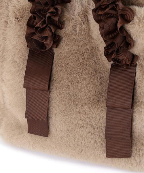 EDIT COLOGNE（エディットコロン）の「フリルハンドルフェイクファートートバッグ（トートバッグ・レディース・グレー/ブラウン/ベージュ・ﾌﾘ-）」の11枚目の写真