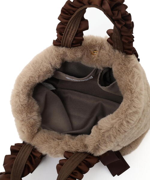 EDIT COLOGNE（エディットコロン）の「フリルハンドルフェイクファートートバッグ（トートバッグ・レディース・グレー/ブラウン/ベージュ・ﾌﾘ-）」の13枚目の写真