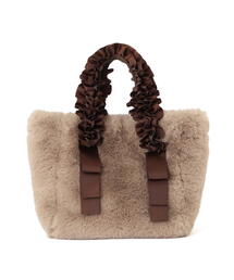 フリルハンドルフェイクファートートバッグ