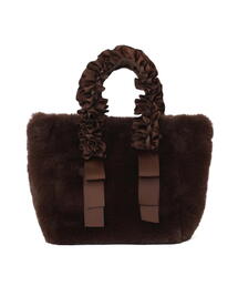 フリルハンドルフェイクファートートバッグ