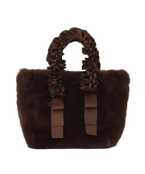 EDIT COLOGNE（エディットコロン）の「フリルハンドルフェイクファートートバッグ（トートバッグ・レディース・グレー/ブラウン/ベージュ・ﾌﾘ-）」の2枚目の写真