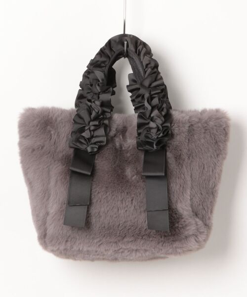 EDIT COLOGNE（エディットコロン）の「フリルハンドルフェイクファートートバッグ（トートバッグ・レディース・グレー/ブラウン/ベージュ・ﾌﾘ-）」の4枚目の写真