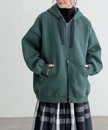 裏起毛ダブルジップパーカー