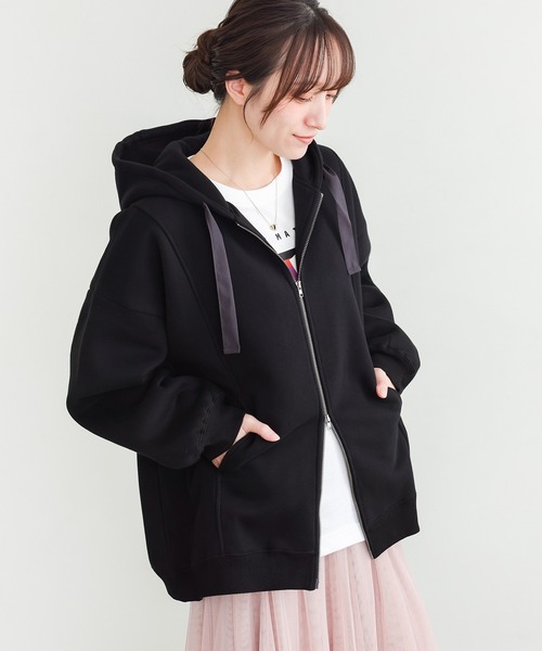 n'OrLABEL(ノアールレーベル)の「『裏起毛ダブルジップパーカー』(パーカー・レディース・ブラック/パープル/グリーン/ボルドー/チャコールグレー・FREE)」の1枚目の写真