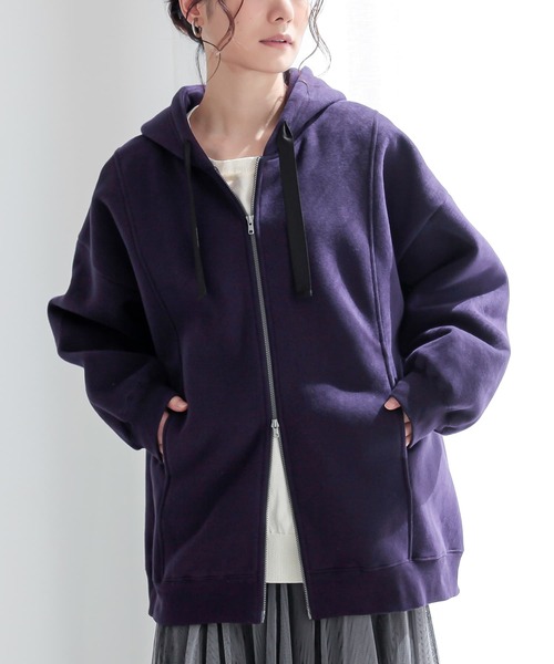 n'OrLABEL(ノアールレーベル)の「『裏起毛ダブルジップパーカー』(パーカー・レディース・ブラック/パープル/グリーン/ボルドー/チャコールグレー・FREE)」の11枚目の写真