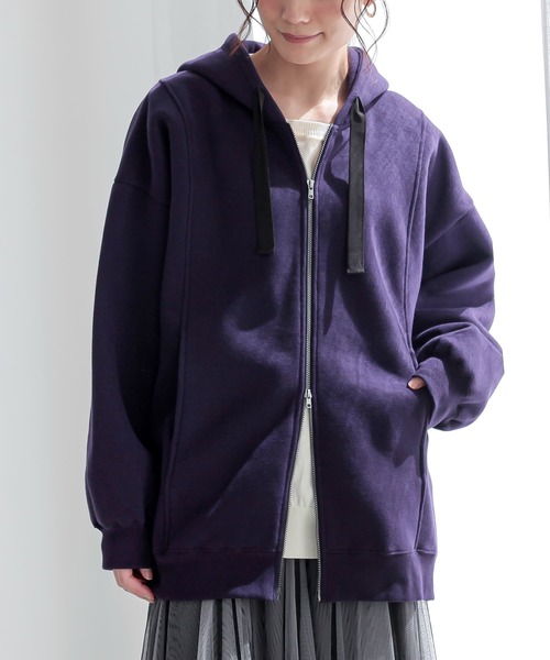 n'OrLABEL(ノアールレーベル)の「『裏起毛ダブルジップパーカー』(パーカー・レディース・ブラック/パープル/グリーン/ボルドー/チャコールグレー・FREE)」の12枚目の写真