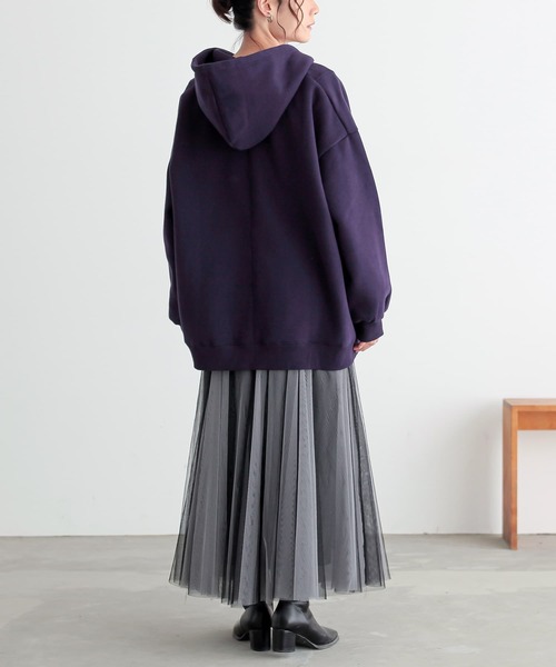 n'OrLABEL(ノアールレーベル)の「『裏起毛ダブルジップパーカー』(パーカー・レディース・ブラック/パープル/グリーン/ボルドー/チャコールグレー・FREE)」の16枚目の写真