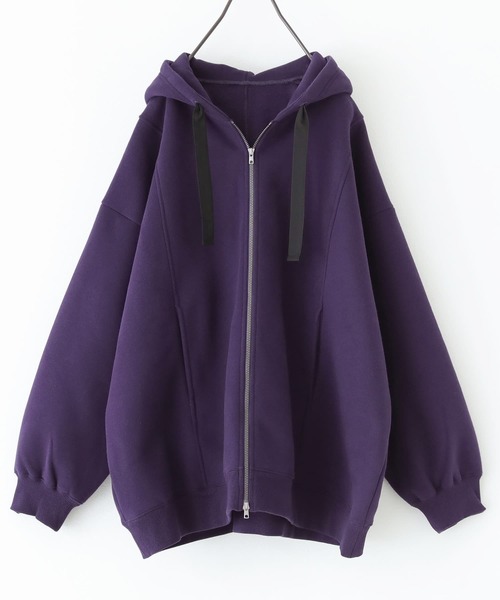 n'OrLABEL(ノアールレーベル)の「『裏起毛ダブルジップパーカー』(パーカー・レディース・ブラック/パープル/グリーン/ボルドー/チャコールグレー・FREE)」の7枚目の写真
