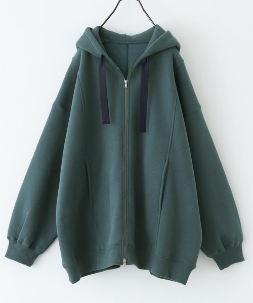 n'OrLABEL(ノアールレーベル)の「『裏起毛ダブルジップパーカー』(パーカー・レディース・ブラック/パープル/グリーン/ボルドー/チャコールグレー・FREE)」の8枚目の写真