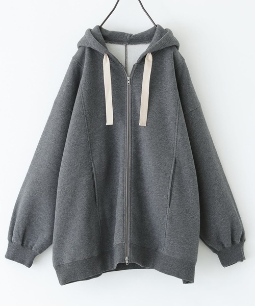 n'OrLABEL(ノアールレーベル)の「『裏起毛ダブルジップパーカー』(パーカー・レディース・ブラック/パープル/グリーン/ボルドー/チャコールグレー・FREE)」の9枚目の写真