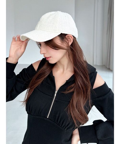 RESEXXY（リゼクシー）の「【NEWERA】ツイードキャップ（キャップ・レディース・ホワイト/ブラック・FREE）」の4枚目の写真
