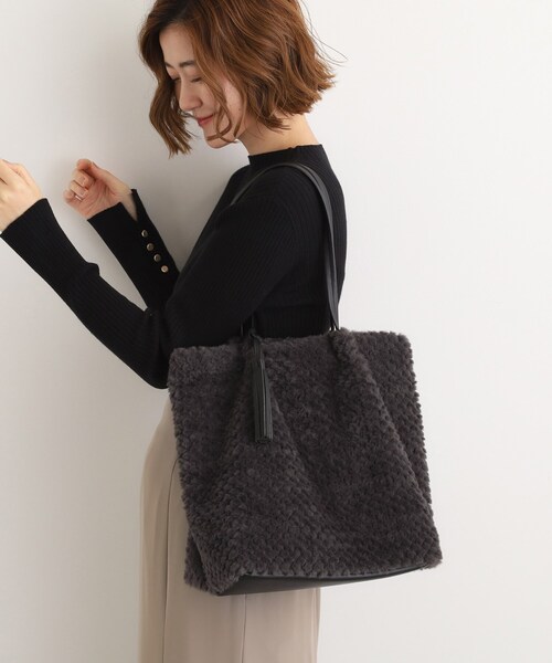 grove（グローブ）の「ポコポコエコファータッセルトート（トートバッグ・レディース・ベージュ/アイボリー/チャコールグレー・00）」の22枚目の写真