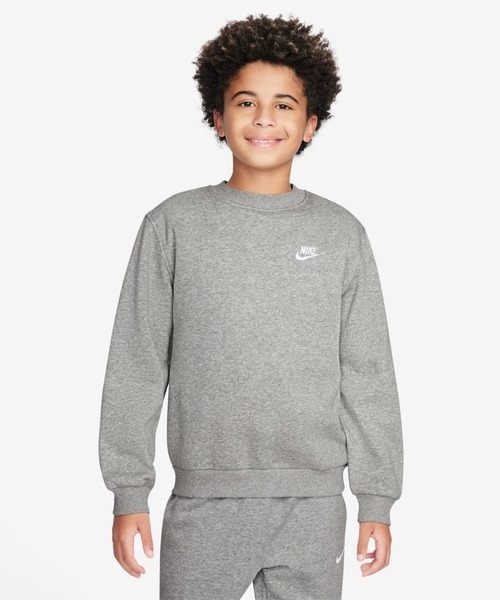 NIKE(ナイキ)の「ナイキ NIKE ナイキ YTH NSW クラブ LBR フリース L/S クルー(スウェット・キッズ・ブラック/ダークグレー・130cm/140cm/150cm/160cm)」の1枚目の写真