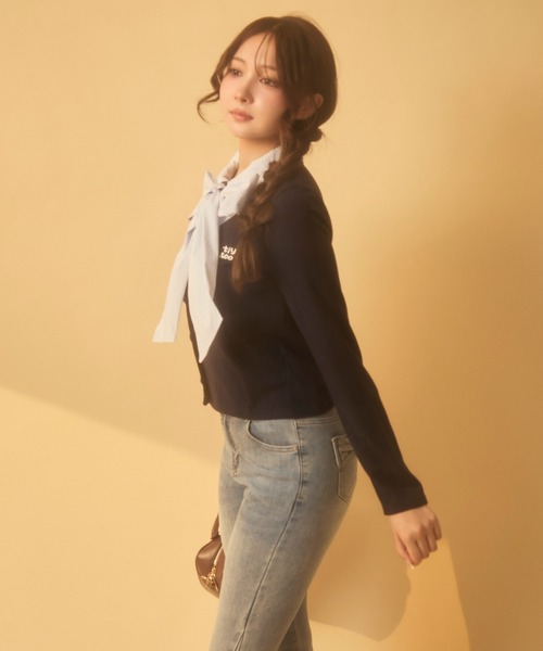 TITTY&CO.（ティティーアンドコー）の「レイヤードリボントップス（ニット/セーター・レディース・ネイビー/グレー・FREE）」の17枚目の写真