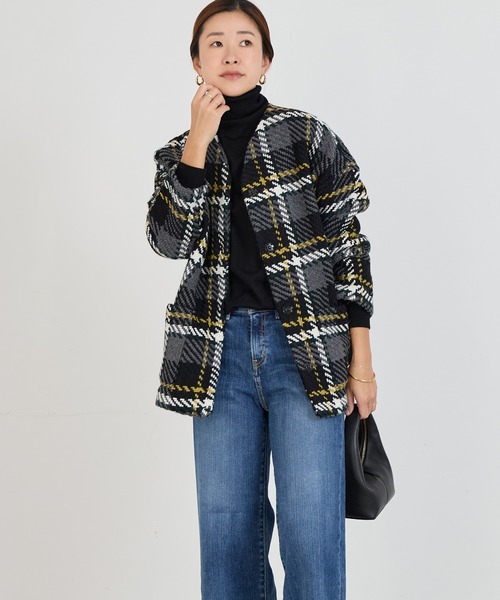 John branigan（ジョンブラニガン）の「【John Branigan】別注-ノーカラーVネックジャケット（ノーカラージャケット・レディース・レッド/イエロー・FREE）」の4枚目の写真