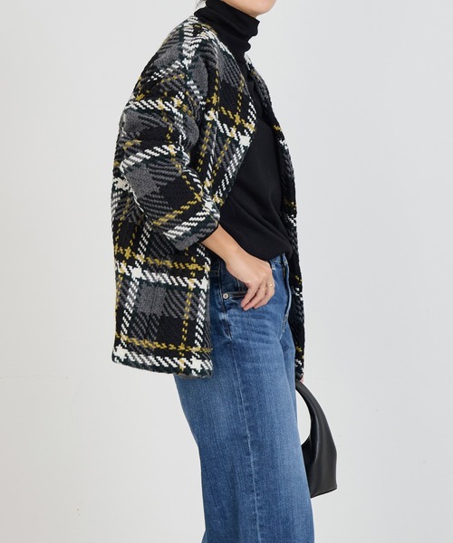 John branigan（ジョンブラニガン）の「【John Branigan】別注-ノーカラーVネックジャケット（ノーカラージャケット・レディース・レッド/イエロー・FREE）」の5枚目の写真