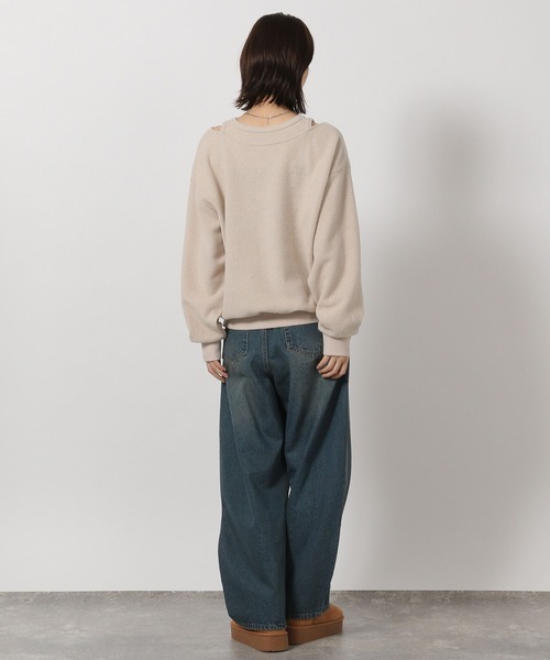 LAKOLE（ラコレ）の「レイヤードニットソー長袖 / 598891（ニット/セーター・レディース・グレー/ブラック/ベージュ・FREE）」の22枚目の写真