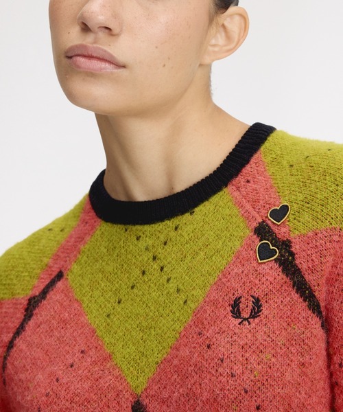 FRED PERRY（フレッドペリー）の「Amy Winehouse Brushed Argyle Knitted Jumper／エイミー・ワインハウス アーガイル起毛ニット（ニット/セーター・レディース・ピンク・10）」の5枚目の写真