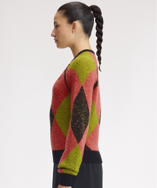 FRED PERRY（フレッドペリー）の「Amy Winehouse Brushed Argyle Knitted Jumper／エイミー・ワインハウス アーガイル起毛ニット（ニット/セーター・レディース・ピンク・10）」の7枚目の写真