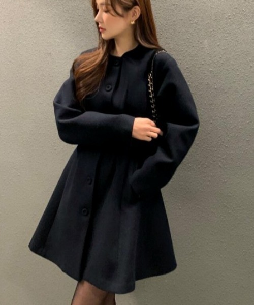 semplice(センプリチェ)の「ノーカラーボタンワンピース(ワンピース・レディース・ネイビー/ベージュ・F)」の8枚目の写真