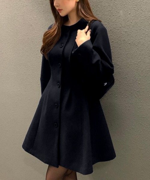 semplice(センプリチェ)の「ノーカラーボタンワンピース(ワンピース・レディース・ネイビー/ベージュ・F)」の9枚目の写真