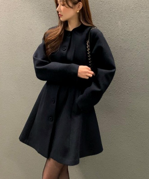 semplice(センプリチェ)の「ノーカラーボタンワンピース(ワンピース・レディース・ネイビー/ベージュ・F)」の10枚目の写真