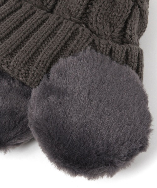 BAYFLOW（ベイフロー）の「[裏ボアであったか♪]ケーブルファーニット帽(KIDS)（ニットキャップ/ビーニー・キッズ・アイボリー/チャコール・FREE）」の7枚目の写真