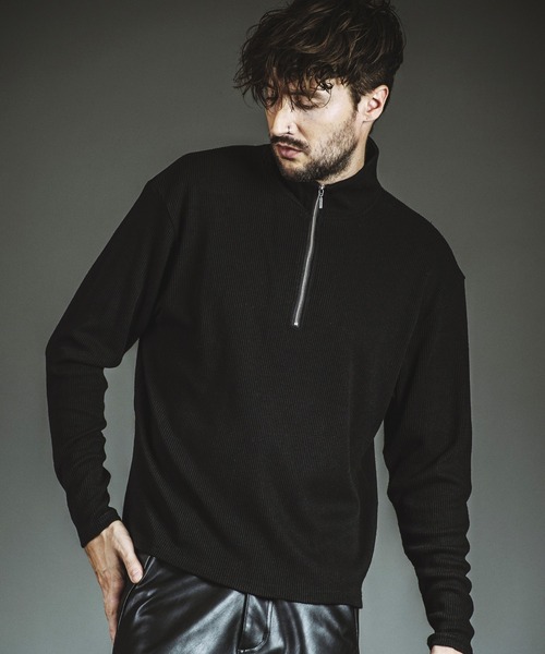 NO ID.(ノーアイディ)の「【NO ID.】Rib Half-Zip Big Pullover / テレコ ハーフ ジップ ビッグ プルオーバー(Tシャツ/カットソー・メンズ・ホワイト/グレー/ブラック・1/2)」の13枚目の写真