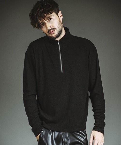 NO ID.(ノーアイディ)の「【NO ID.】Rib Half-Zip Big Pullover / テレコ ハーフ ジップ ビッグ プルオーバー(Tシャツ/カットソー・メンズ・ホワイト/グレー/ブラック・1/2)」の14枚目の写真