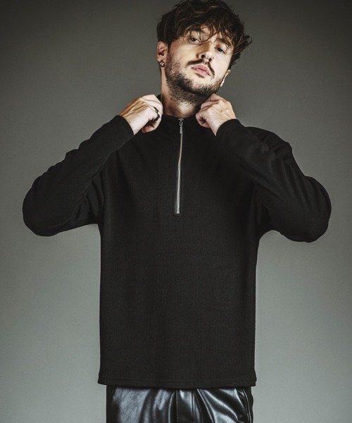 NO ID.(ノーアイディ)の「【NO ID.】Rib Half-Zip Big Pullover / テレコ ハーフ ジップ ビッグ プルオーバー(Tシャツ/カットソー・メンズ・ホワイト/グレー/ブラック・1/2)」の17枚目の写真