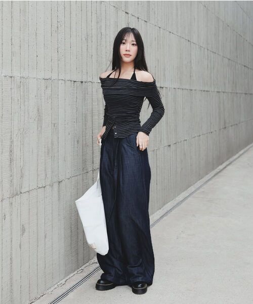 DNSR（ディーエヌエスアール）の「ベルト付きドレープスラックスインディゴ（その他パンツ・メンズ・その他・SMALL/MEDIUM/LARGE/X-LARGE）」の8枚目の写真