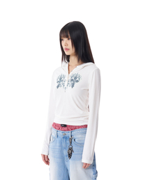 Studded CROS2 Hooded Long Sleeve (White)