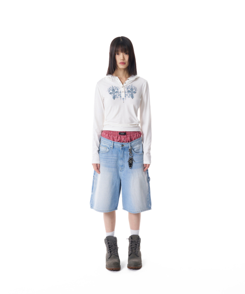 AAKAM（アーカム）の「Studded CROS2 Hooded Long Sleeve (White)（Tシャツ/カットソー・レディース・その他・1）」の2枚目の写真