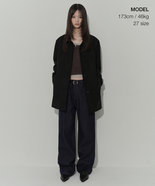 MUSINSA STANDARD WOMAN（ムシンサスタンダードウーマン）の「ウィメンズ ウエストバンドレス ルーズストレートデニムパンツ [ディープインディゴ]（デニムパンツ・レディース・その他・30/24/25/26/27/28/29）」の2枚目の写真