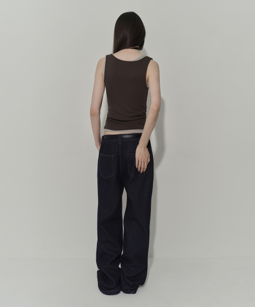 MUSINSA STANDARD WOMAN（ムシンサスタンダードウーマン）の「ウィメンズ ウエストバンドレス ルーズストレートデニムパンツ [ディープインディゴ]（デニムパンツ・レディース・その他・30/24/25/26/27/28/29）」の3枚目の写真