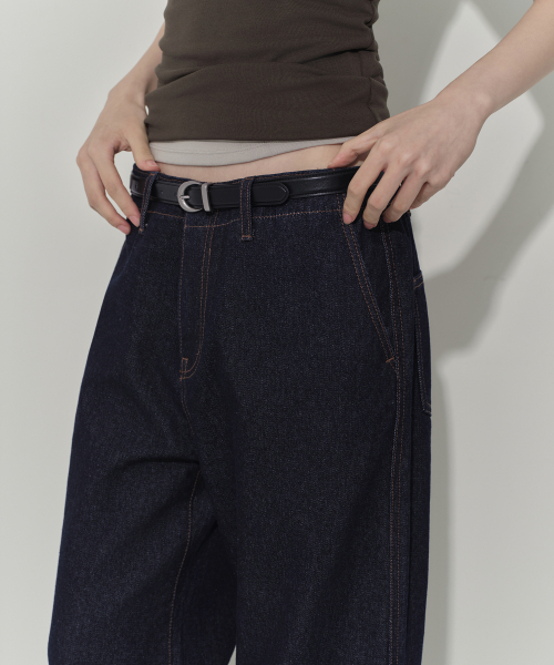 MUSINSA STANDARD WOMAN（ムシンサスタンダードウーマン）の「ウィメンズ ウエストバンドレス ルーズストレートデニムパンツ [ディープインディゴ]（デニムパンツ・レディース・その他・30/24/25/26/27/28/29）」の5枚目の写真