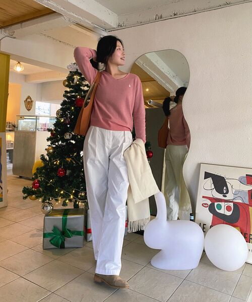 MUSINSA STANDARD WOMAN（ムシンサスタンダードウーマン）の「ウィメンズリバースツーピンタックワイドチノパンツ[ホワイト]（その他パンツ・レディース・その他・24/25/27/28/29/30）」の17枚目の写真
