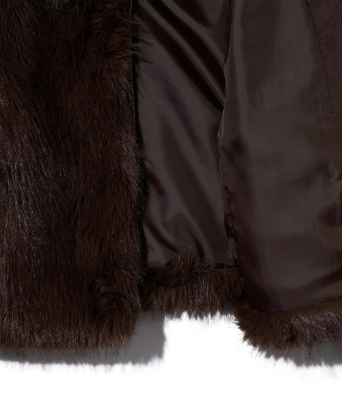 YOUHEE(ユヒ)の「LONG HAIR FUR JACKET BROWN(ムートンコート・レディース・その他・FREE)」の5枚目の写真