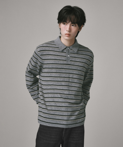 Verdnt（バーダント）の「ヘアリーストライプカラーニット[グレー]（ニット/セーター・レディース・その他・MEDIUM/LARGE）」の2枚目の写真