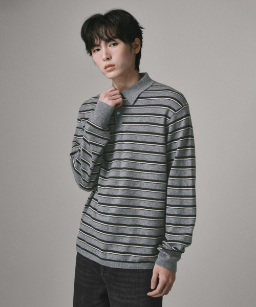 Verdnt（バーダント）の「ヘアリーストライプカラーニット[グレー]（ニット/セーター・レディース・その他・MEDIUM/LARGE）」の3枚目の写真